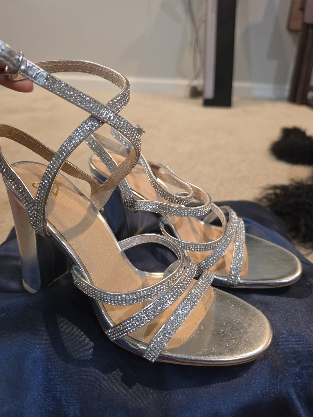 Windsor Silver Rhinestone Strappy High Heels